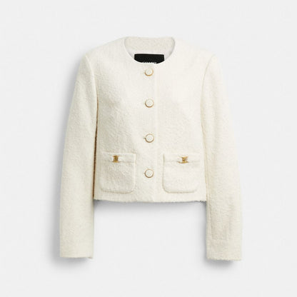 Coach Heritage C Boucle Jacket Cream