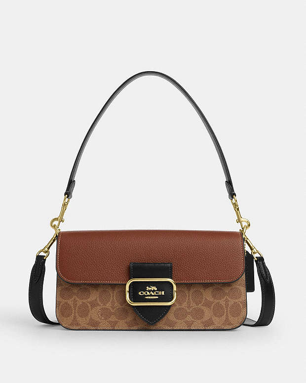 Morgan Shoulder Bag In Colorblock Signature Canvas Signature Canvas-Gold-Tan Multi Signature Canvas-Gold-Tan Multi