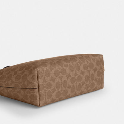 Coach Fiona Zip Tote Bag In Signature Canvas Gold Tan Carnation