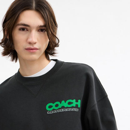 Coach Collage Sticker Crewneck Sweatshirt Washed Black