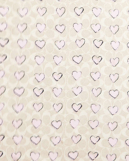 Signature Doodle Heart Print Silk Square Scarf Sand-Pink Sand-Pink