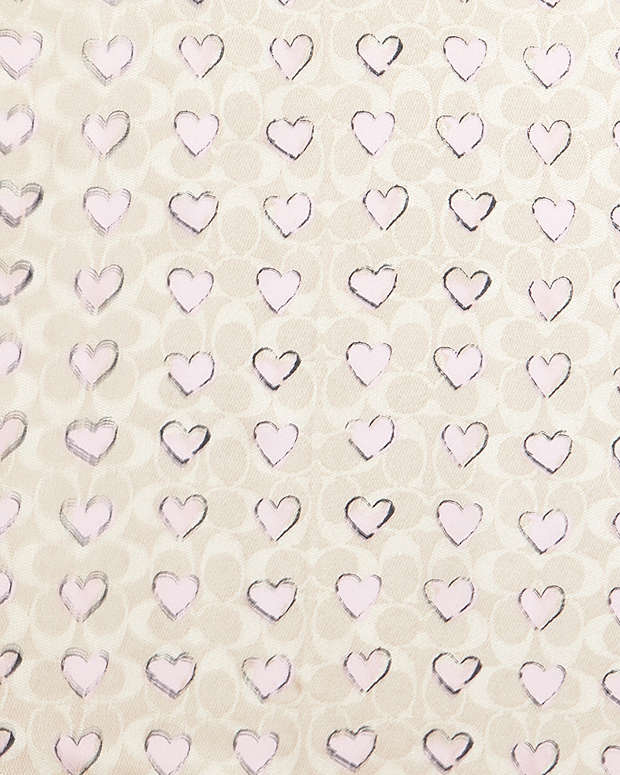 Signature Doodle Heart Print Silk Square Scarf Sand-Pink Sand-Pink