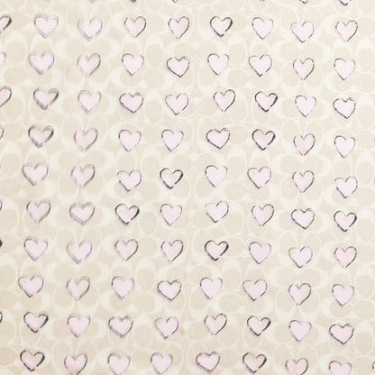 Coach Signature Doodle Heart Print Silk Square Scarf Sand Pink
