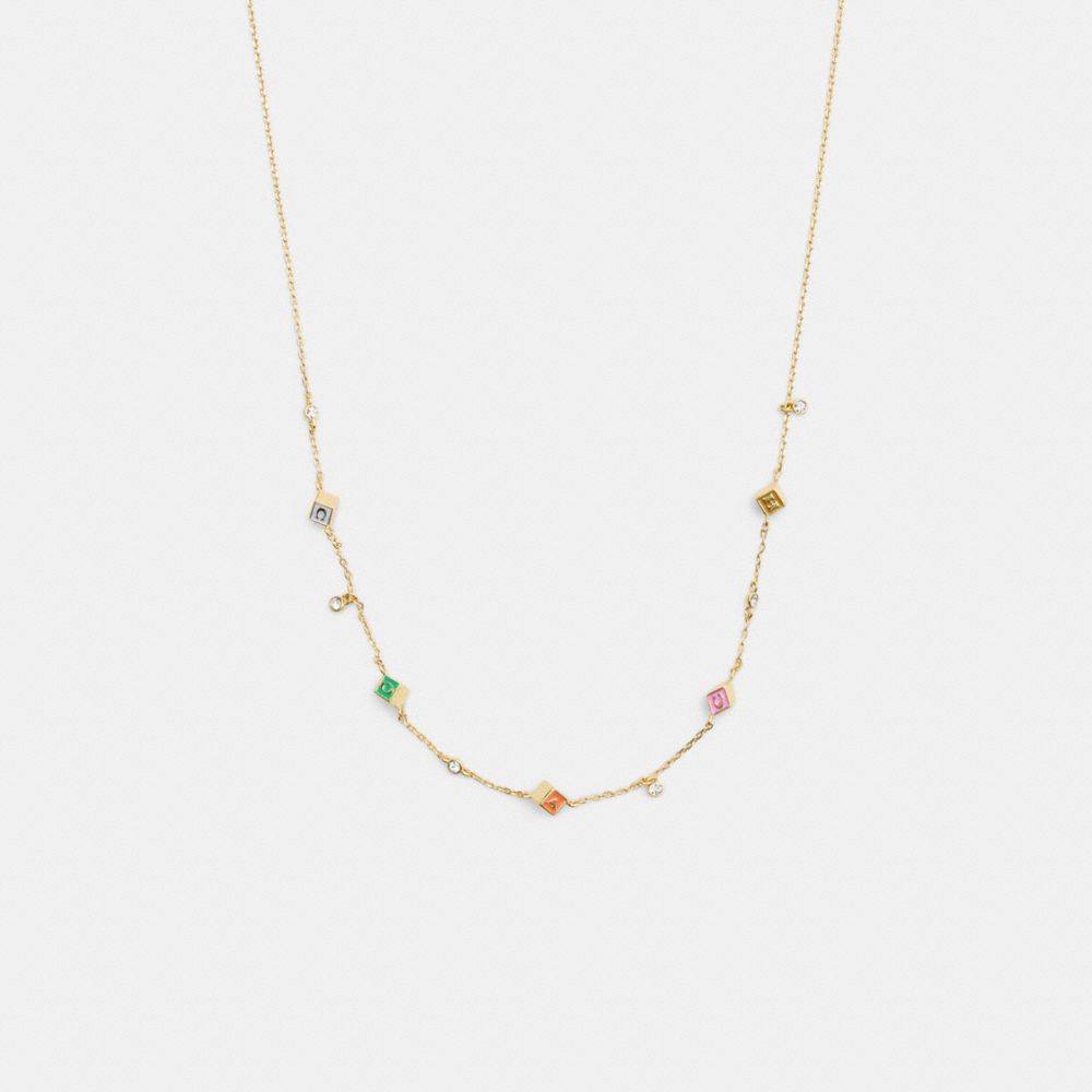 Coach Coach Mini Block Letters Bead Necklace Gold Multi
