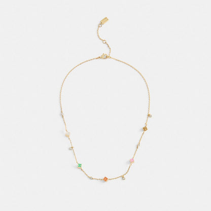 Coach Coach Mini Block Letters Bead Necklace Gold Multi