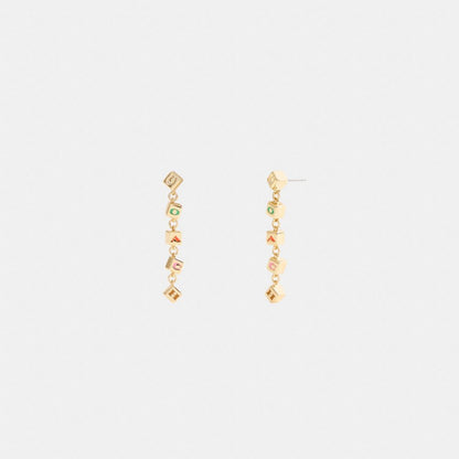 Coach Coach Block Letters Linear Earrings Gold Multi