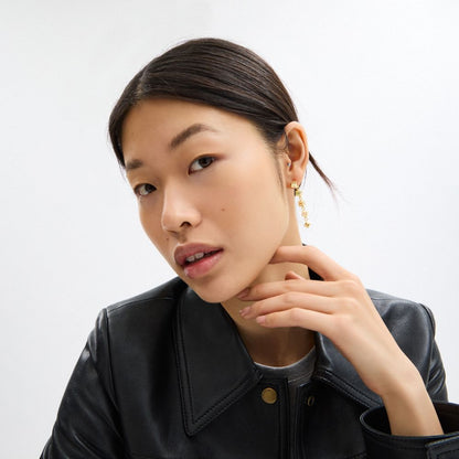 Coach Coach Block Letters Linear Earrings Gold Multi