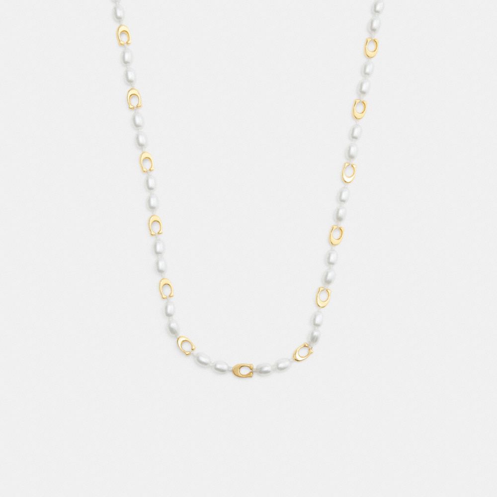 Coach Signature Beads And Pearls Necklace Gold