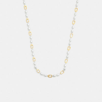 Coach Signature Beads And Pearls Necklace Gold