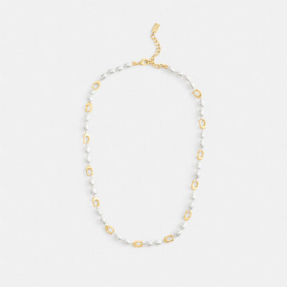 Coach Signature Beads And Pearls Necklace Gold