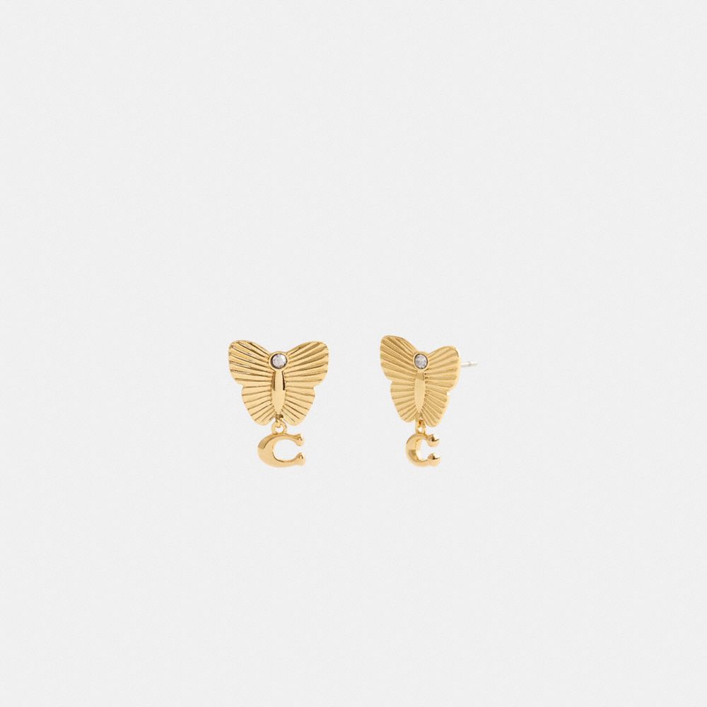 Coach Butterfly Drop Earrings Gold
