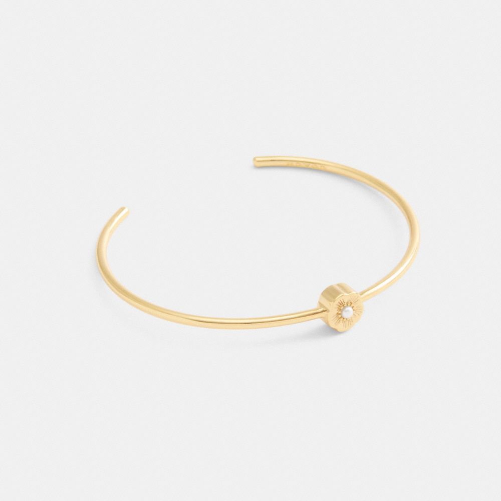 Coach Tea Rose Cuff Bracelet Gold