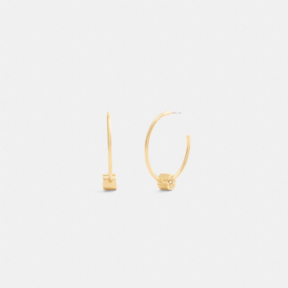 Coach Tea Rose Hoop Earrings Gold