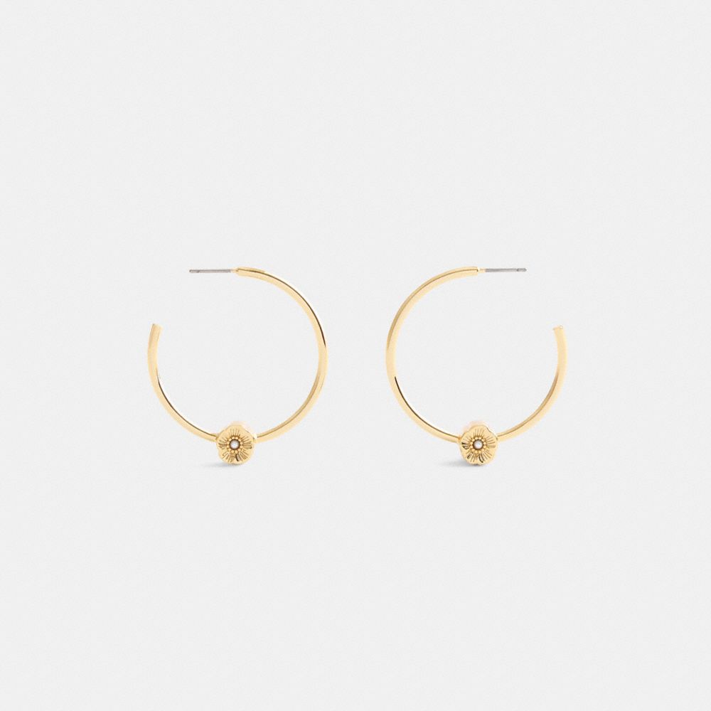 Coach Tea Rose Hoop Earrings Gold