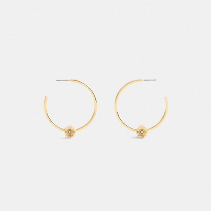 Coach Tea Rose Hoop Earrings Gold