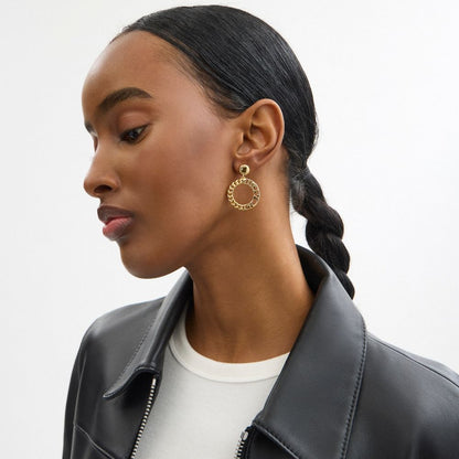 Coach Coach Rivet Chain Drop Earrings Gold