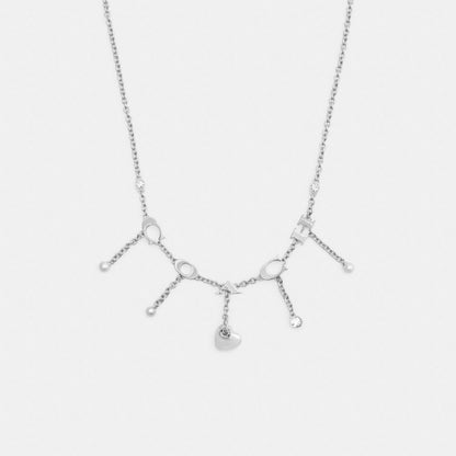 Coach Open Circle Heart Charm Necklace Silver