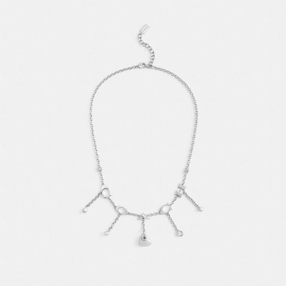 Coach Open Circle Heart Charm Necklace Silver