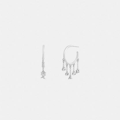 Coach Coach Charm Hoop Earrings Silver