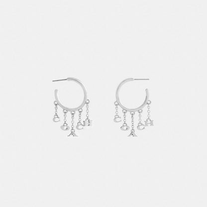 Coach Coach Charm Hoop Earrings Silver