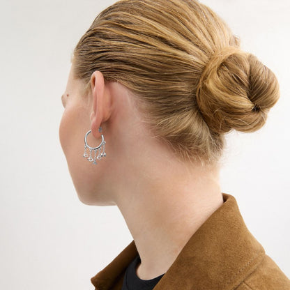 Coach Coach Charm Hoop Earrings Silver