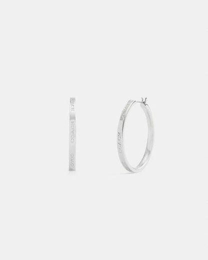 Coach Medium Hoop Earrings Silver Silver