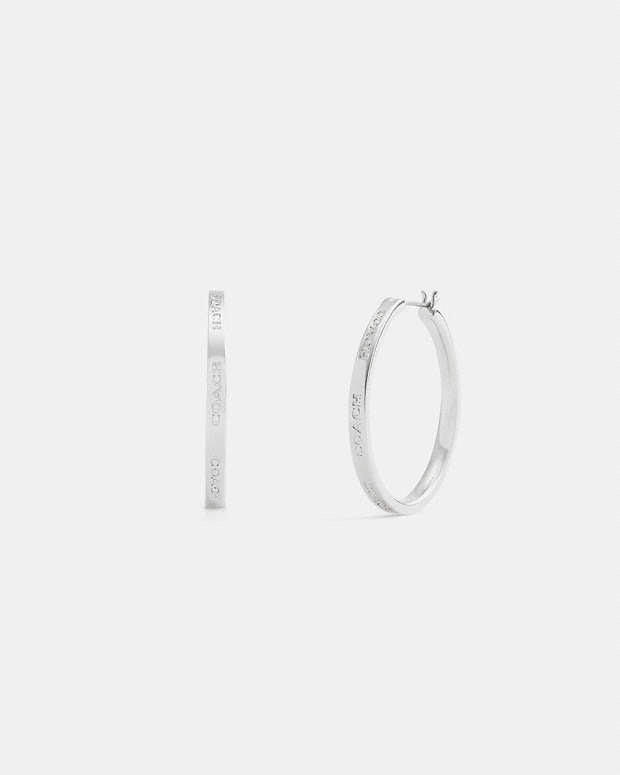 Coach Medium Hoop Earrings Silver Silver