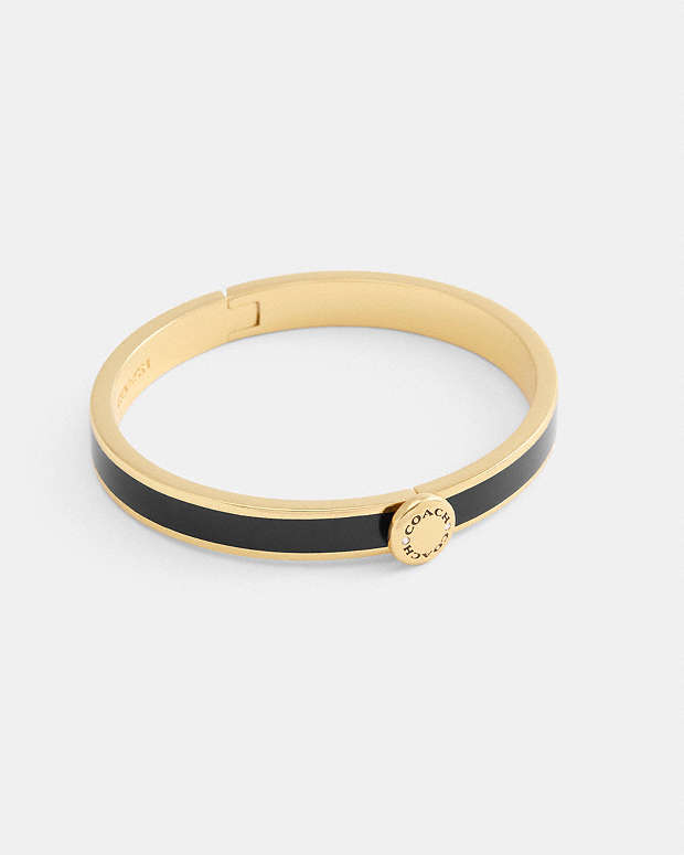 Coach Rivet Enamel Hinged Bangle Gold-Black Gold-Black