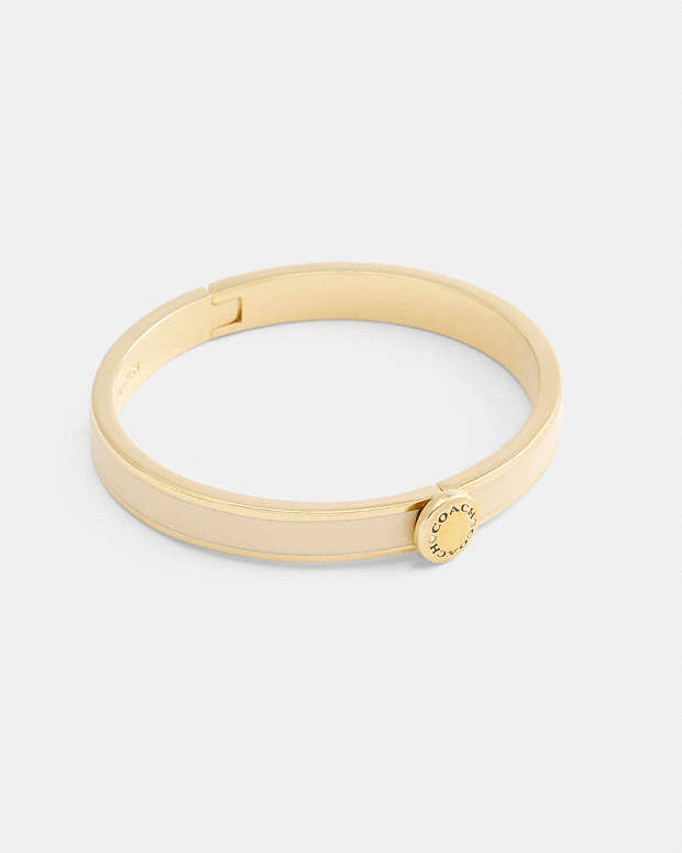 Coach Rivet Enamel Hinged Bangle Gold-Chalk Gold-Chalk