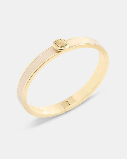 Coach Rivet Enamel Hinged Bangle Gold-Chalk Gold-Chalk