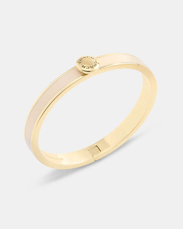 Coach Rivet Enamel Hinged Bangle Gold-Chalk Gold-Chalk