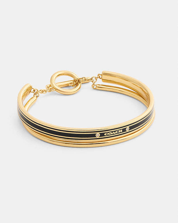 Coach Enamel Double Bangle Bracelet Gold-Black Gold-Black
