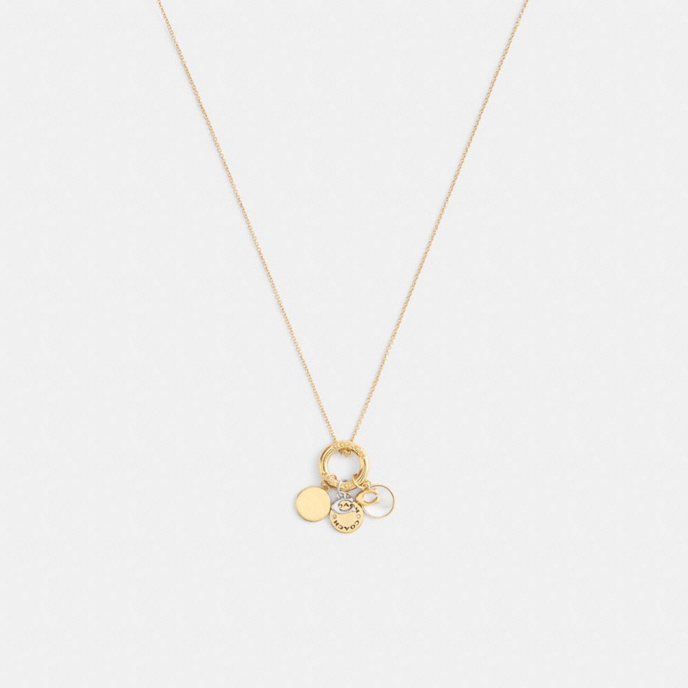 Coach Coin Pendant Necklace Gold
