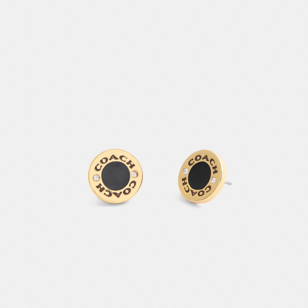 Coach Coach Enamel Circle Stud Earrings Gold Black