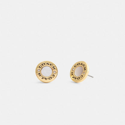 Coach Coach Enamel Circle Stud Earrings Gold White