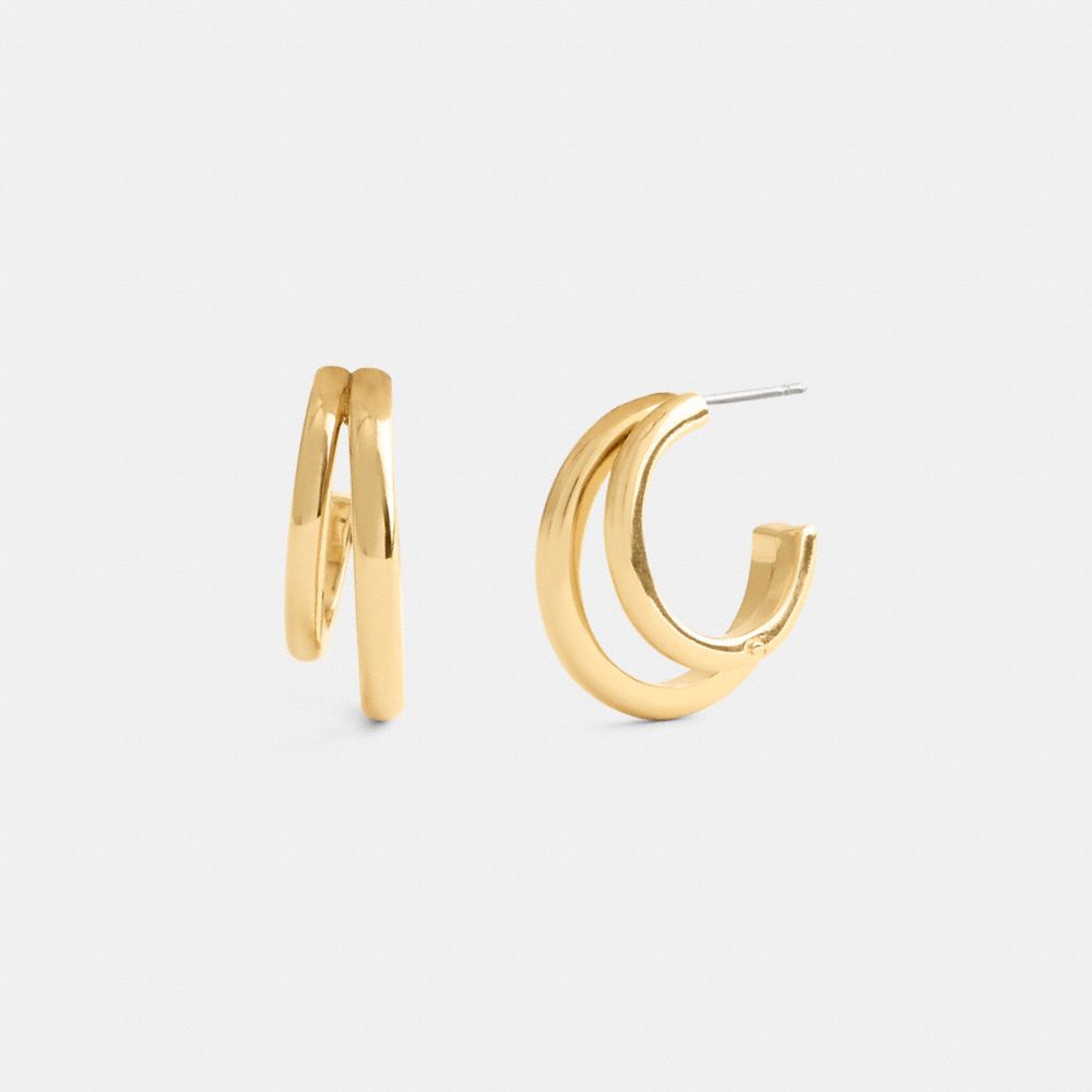 Coach Double Hoop Earrings Gold