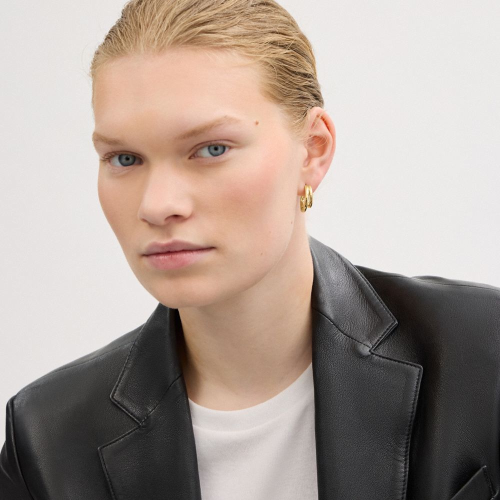 Coach Double Hoop Earrings Gold