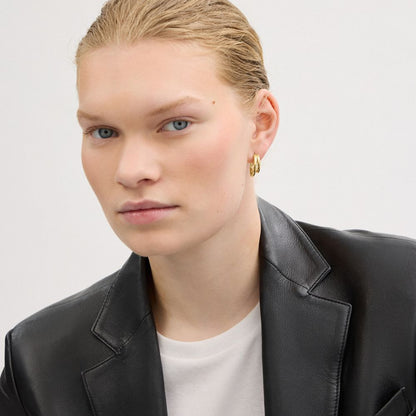 Coach Double Hoop Earrings Gold