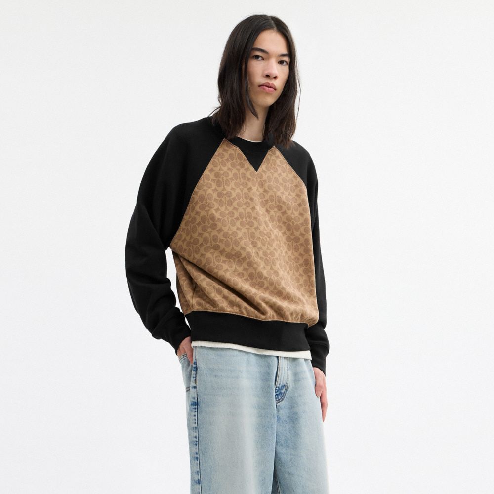 Coach Signature Crewneck Sweatshirt Tan Signature