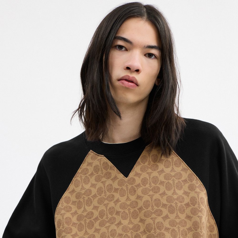 Coach Signature Crewneck Sweatshirt Tan Signature