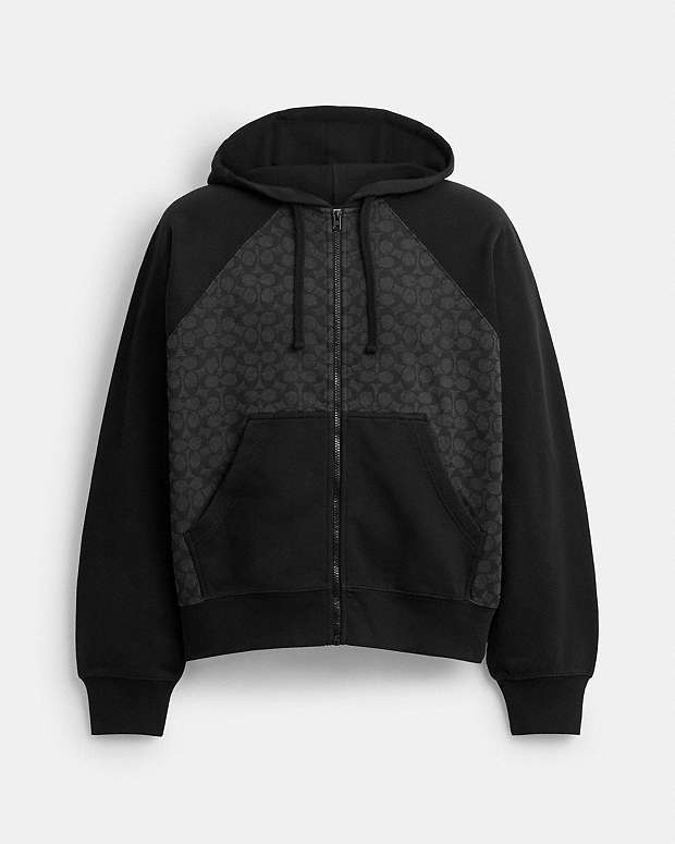 Signature Full Zip Hoodie In Organic Cotton Charcoal Signature Charcoal Signature