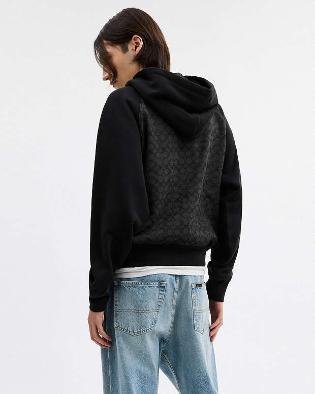 Signature Full Zip Hoodie In Organic Cotton Charcoal Signature Charcoal Signature