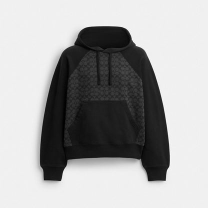 Coach Signature Hoodie In Organic Cotton Charcoal Signature