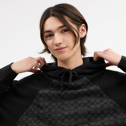 Coach Signature Hoodie In Organic Cotton Charcoal Signature