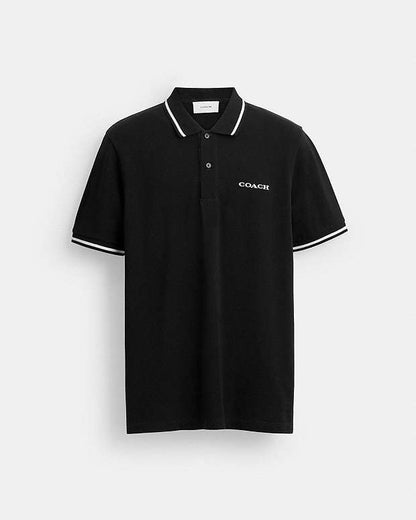 Signature Trim Polo In Organic Cotton Black Black