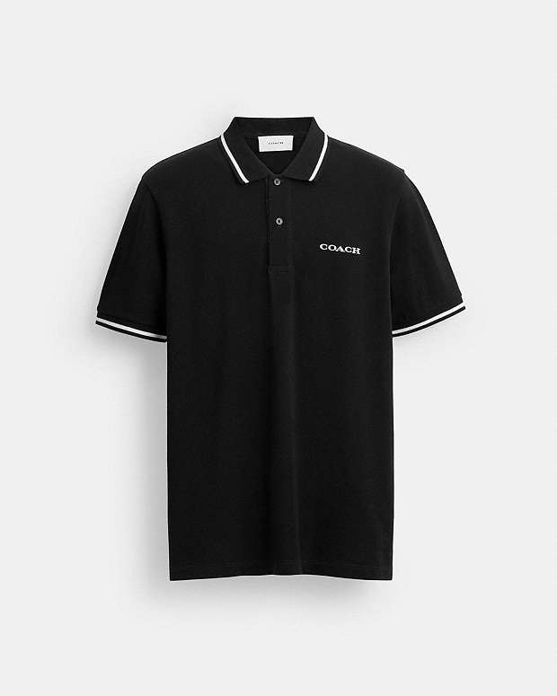 Signature Trim Polo In Organic Cotton Black Black