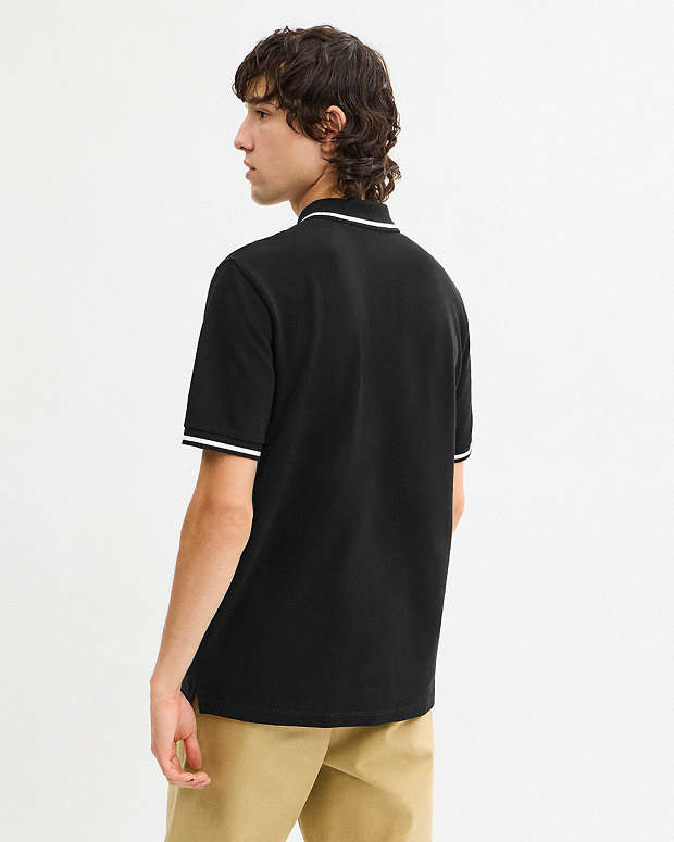 Signature Trim Polo In Organic Cotton Black Black