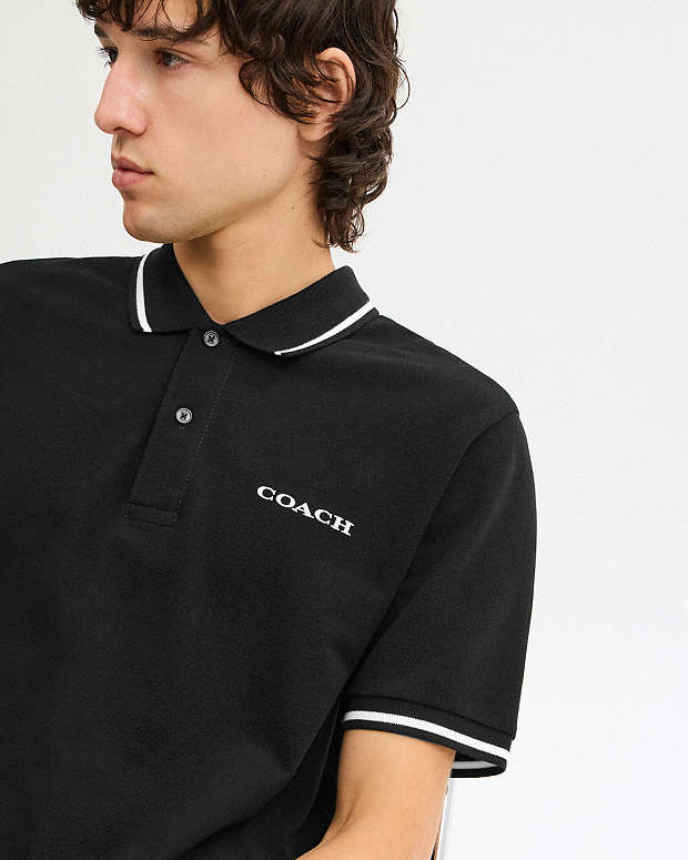 Signature Trim Polo In Organic Cotton Black Black