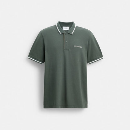 Coach Signature Trim Polo In Organic Cotton Ivy
