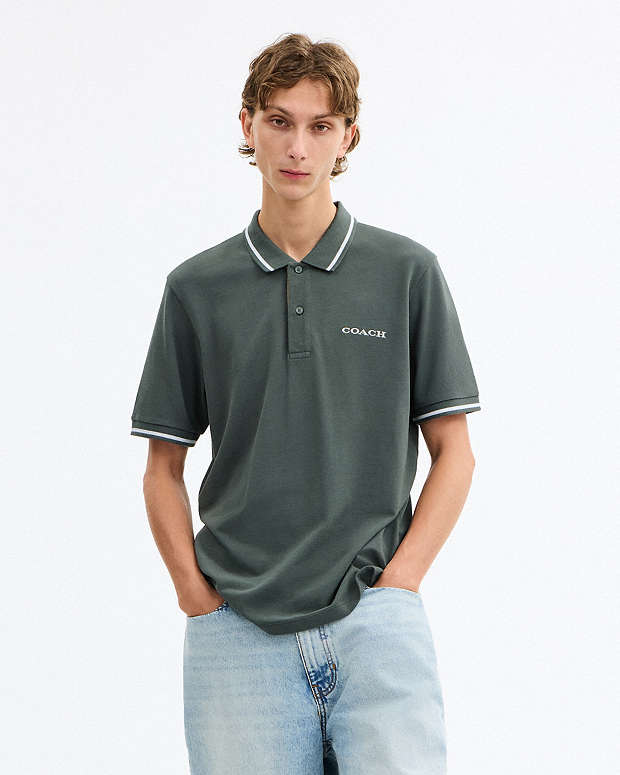 Signature Trim Polo In Organic Cotton Ivy Ivy